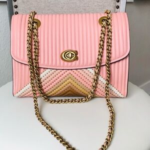 Gorgeous COACH Pink Quilted Leather Shoulder Bag